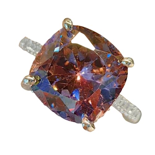 Angel Wing Necklace with Muted Rose Pendant and Princess-Cut Simulated Alexandrite Ring for Women’s Daily Jewelry von Sumpgle