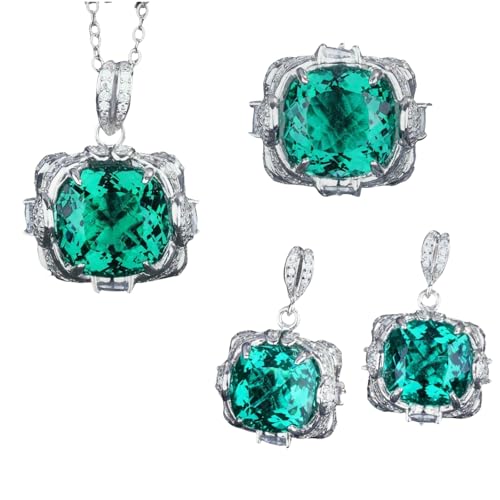 Aquamarine Pendant Earring Set for Women Large Carat Fashion Jewelry Suitable for Festivals Ring von Sumpgle