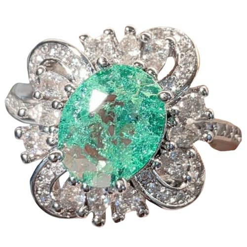 Damen-Schmuckset mit künstlichem Paraiba-Eisschliff, funkelnde Halskette mit verstellbarem Ring, minimalistisches Accessoire, Geschenk von Sumpgle