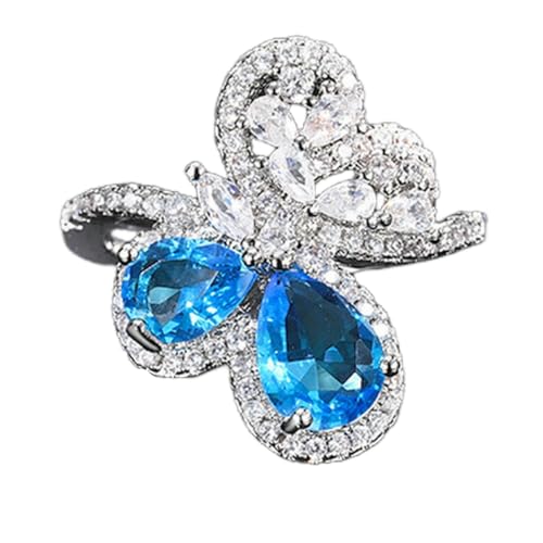 Dunkelblauer Saphir-Schmetterling-Ring mit offenem verstellbarem Band, minimalistischer Statement-Fingerschmuck für Damen, elegantes Geschenk von Sumpgle