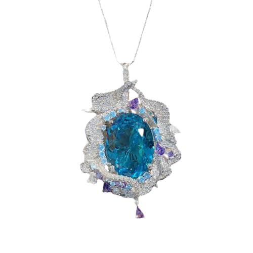 Halskette mit Anhänger im Bohemian-Stil, Topas-Imitat, Farbe Santa Maria, mit Kristallakzenten, funkelnder Schmuck, geeignet als Geschenk von Sumpgle