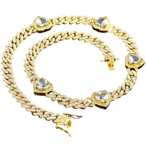 Herz-Anhänger, kubanische Kette, Halskette, Zirkonia, zeitgenössischer urbaner Schmuck, Geschenk für Damen, 16 inch/40 cm von Sumpgle