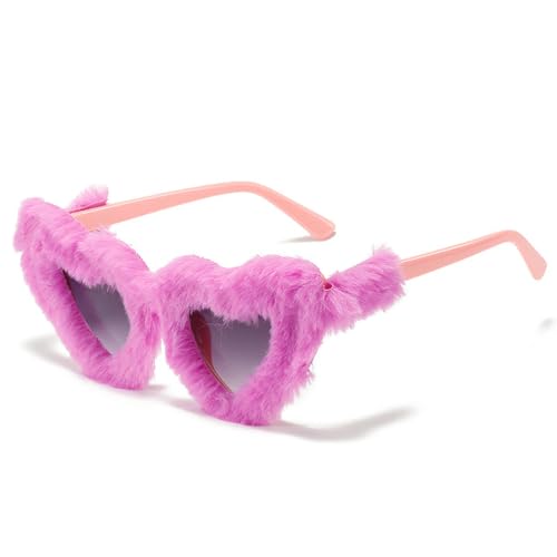 Plüsch-Sonnenbrille mit Herzrahmen, UV400-Schutz, Farbverlauf, Rosa, schrulliges Design für Damen, modisches Accessoire, Rosa / violetter Samt Plüsch-Sonnenbrille mit Herzrahmen, UV400-Schutz, Farbverlauf, Rosa, schrulliges Design für Damen, modisches Accessoire, Rosa / violetter Samt von Sumpgle