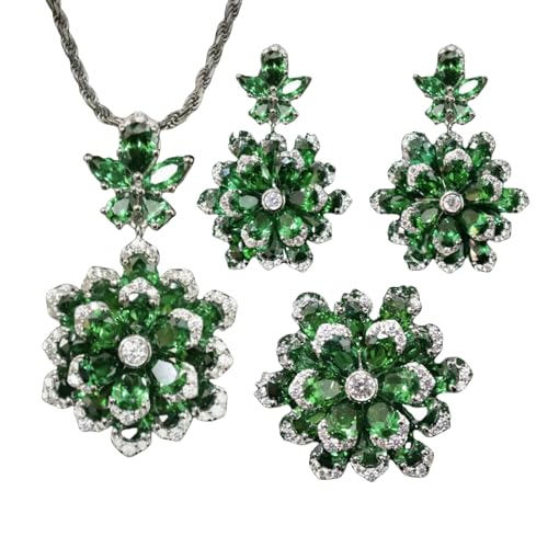 Schmuck-Set mit Blumen-Imitat, mit blauen Anhängern, Ohrringen, Ring, elegantes Mode-Accessoire für Damen, tägliches Tragen, Geschenk, Earrings-Pair Schmuck-Set mit Blumen-Imitat, mit blauen Anhängern, Ohrringen, Ring, elegantes Mode-Accessoire für Damen, tägliches Tragen, Geschenk, Earrings-Pair von Sumpgle