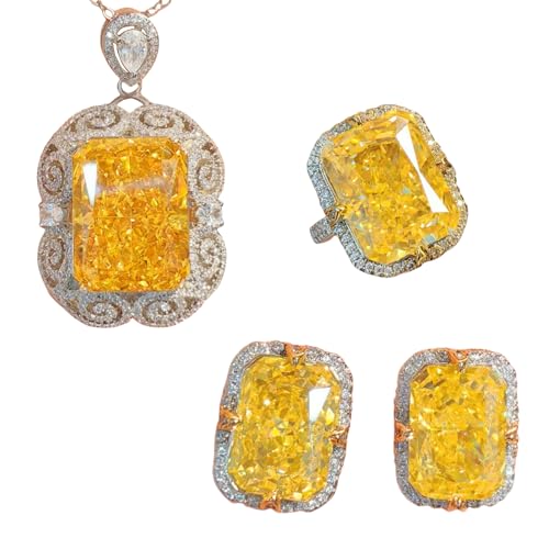 Schmuckset aus synthetischem rotem Korund, mutiges Design, dreiteilig, exquisiter Blumenschliff-Akzent für Damen, Set of 3 von Sumpgle