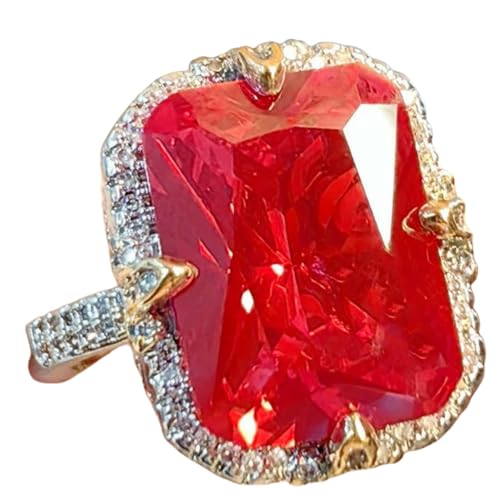 Schmuckset aus synthetischem rotem Korund, mutiges Design, dreiteilig, exquisiter Blumenschliff-Akzent für Damen, Set of 3 von Sumpgle