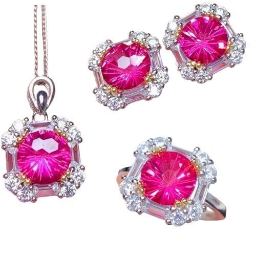 Simulated Sky Blue Topaz Jewelry Set with Cubic Zirconia Ring Pendant and Ear Studs for Women Elegant Accessories von Sumpgle