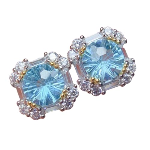 Simulated Sky Blue Topaz Jewelry Set with Cubic Zirconia Ring Pendant and Ear Studs for Women Elegant Accessories von Sumpgle