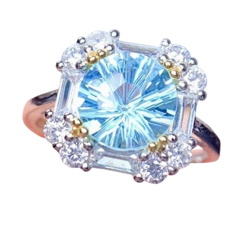 Simulated Sky Blue Topaz Jewelry Set with Cubic Zirconia Ring Pendant and Ear Studs for Women Elegant Accessories von Sumpgle