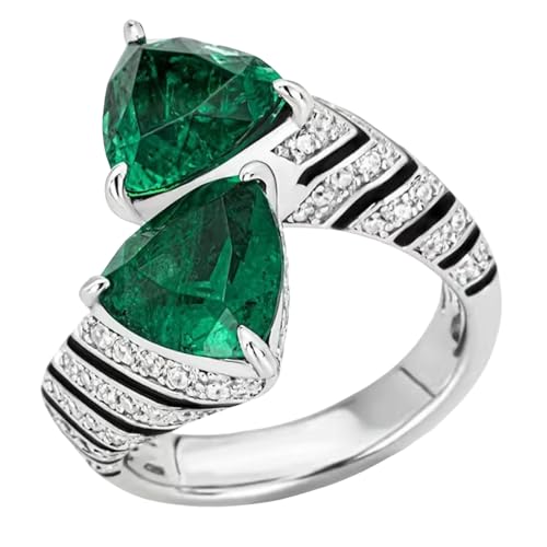 Sumpgle Art Deco Emerald Green Adjustable Ring with Textured Detailing Deep Green Gem Statement Jewelry for Women Gift von Sumpgle