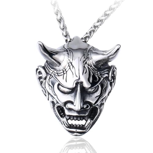 Sumpgle Banruo Maske Anhänger Halskette Übertrieben Gothic Schmuck Retro Stil Herren Böser Schädel Amulett Einzigartiges Statement Stück für Ihn von Sumpgle