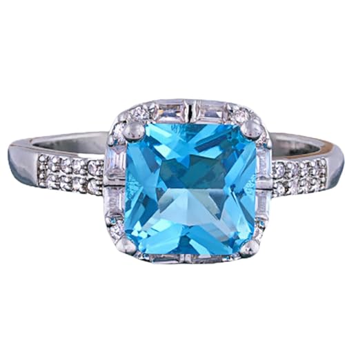 Sumpgle Blauer kubischer minimalistischer Ring mit rechteckigem hohlen Herz-Design, Modeschmuck, Geschenk für Damen, 7 von Sumpgle