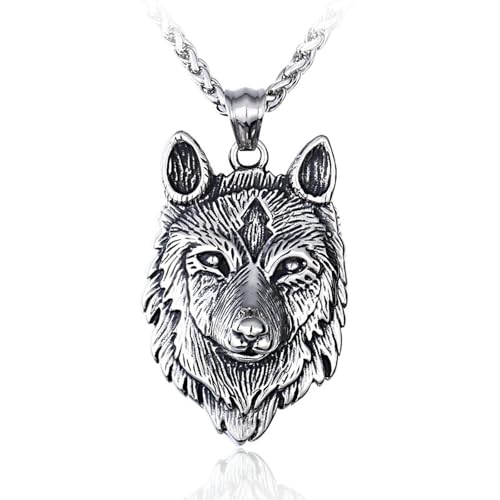 Sumpgle Edelstahl Wolf Kopf Anhänger Herren Gothic Schmuck Wikinger Stil Punk Mode Retro Accessoire Einzigartiges Geschenk von Sumpgle