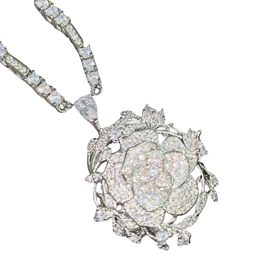 Sumpgle Floral Jewelry Set Openwork Rose Necklace Camellia Earrings Adjustable Ring Women Accessory Gift Set with Blossom Design Sumpgle Floral Jewelry Set Openwork Rose Necklace Camellia Earrings Adjustable Ring Women Accessory Gift Set with Blossom Design von Sumpgle