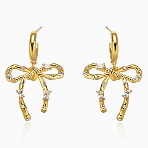 Sumpgle Halskette mit französischem Vintage-Brezelknoten-Schleifen-Anhänger, funkelnde Kristall-Akzente, zarte Kette, Geschenk für Sie von Sumpgle