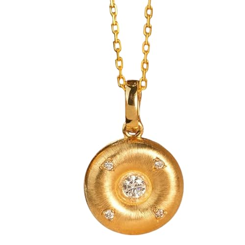 Sumpgle Handgebürsteter französischer Vintage-Palast-Stil, geflochtener funkelnder Donut-Anhänger, Halskette, Geschenk für Frauen von Sumpgle