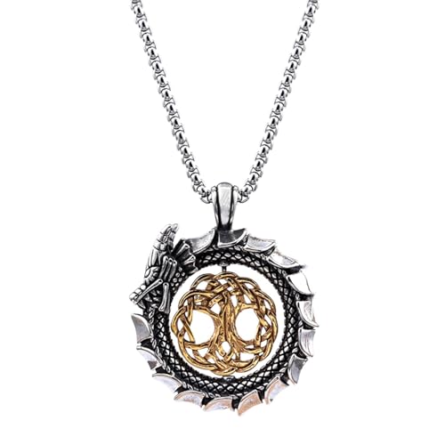 Sumpgle Herren Ouroboros Anhänger Halskette Metall Drache Hip Hop Personalisiert Punk Instagram Schmuck Einzigartiges Modeaccessoire von Sumpgle