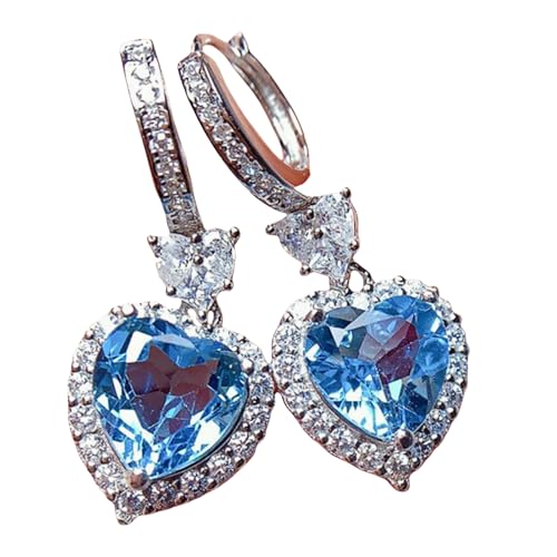 Sumpgle Imitation Blue Topaz Jewelry Set with Matching Ring Pendant Earrings Deep Red Garnet Studs Gift Set for Women Art Deco Sumpgle Imitation Blue Topaz Jewelry Set with Matching Ring Pendant Earrings Deep Red Garnet Studs Gift Set for Women Art Deco von Sumpgle