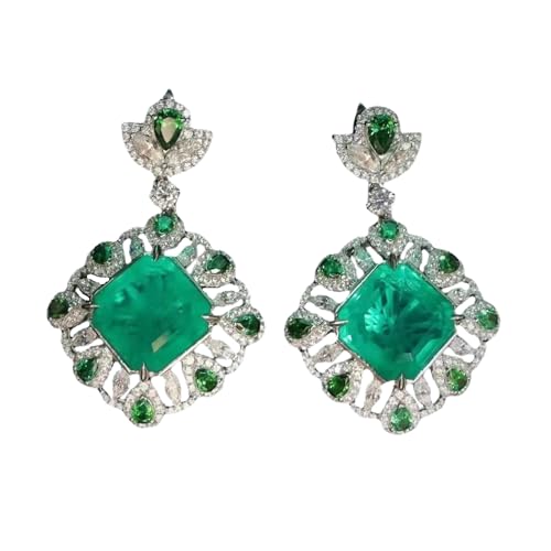Sumpgle Imitation Emerald Cut Luxury Jewelry Set with Full Crystals Pendant Colored Gemstone Ring Earrings for Special Occasions von Sumpgle