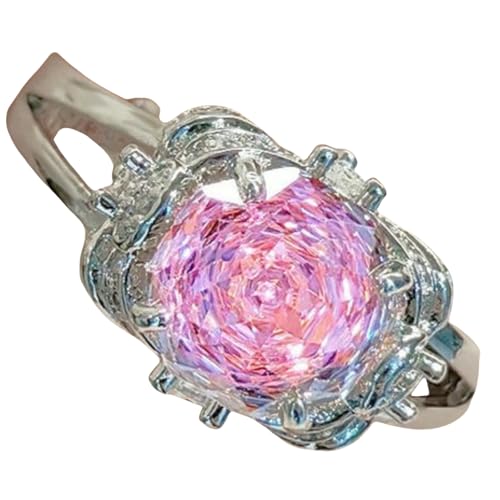 Sumpgle Imitation Tanzanite Jewelry Set with Octagonal Millennium Cut Pendant Floral Accent Studs Pink Gem Ring for Women Gift von Sumpgle