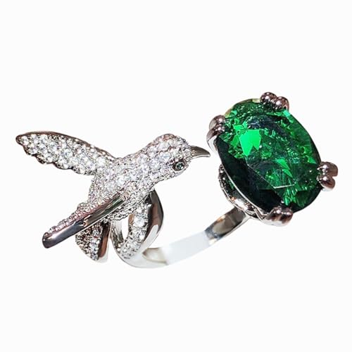 Sumpgle Individueller Aquamarin-Kolibri-Ring mit farbigen Edelsteinen, exklusiver High-End-Schmuck für den täglichen Gebrauch und als Geschenk, Einstellbar von Sumpgle