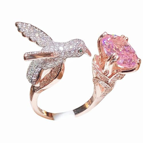 Sumpgle Individueller Aquamarin-Kolibri-Ring mit farbigen Edelsteinen, exklusiver High-End-Schmuck für den täglichen Gebrauch und als Geschenk, Einstellbar Sumpgle Individueller Aquamarin-Kolibri-Ring mit farbigen Edelsteinen, exklusiver High-End-Schmuck für den täglichen Gebrauch und als Geschenk, Einstellbar von Sumpgle