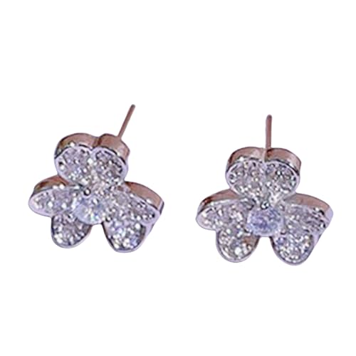 Sumpgle Kleeblatt-Ohrringe, Halskette und Ring-Set mit funkelnden Zirkonia, einzigartiges Blumendesign, Damenschmuck, auffälliges Statement-Geschenk von Sumpgle