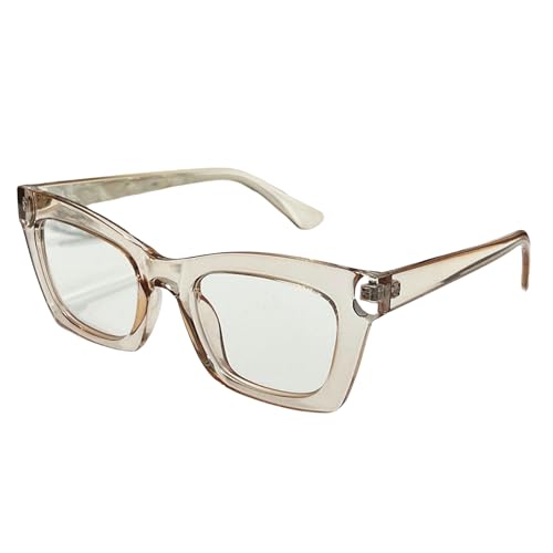 Sumpgle Kleiner quadratischer Brillenrahmen, moderner schicker Stil, Lichtfilterlinse für Damen, urbanes Mode-Accessoire, Geschenk, Champagnerfarbener Rahmen, White von Sumpgle