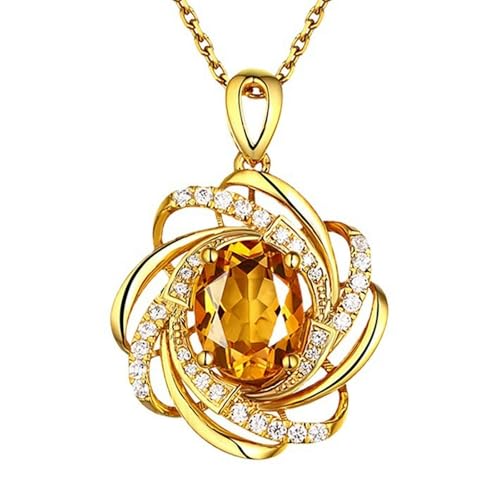 Sumpgle Creative Rotating Windmill Imitation Citrine Pendant Necklace Colored Gemstones for Women Elegant Jewelry von Sumpgle