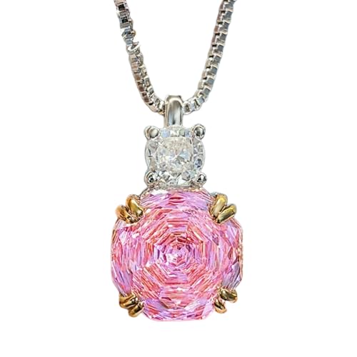 Sumpgle Octagonal Rose Cut Crystal Jewelry Set 3 Piece Necklace Earrings Ring for Women Gift Pink Zircon with Red Accents von Sumpgle