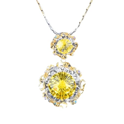 Sumpgle Olive Green Gemstone Pendant Set Firework with Adjustable Ring Yellow Diamond Earrings Jewelry for Women Elegant Accessories von Sumpgle