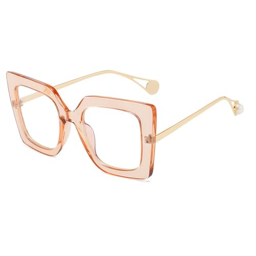 Sumpgle PC-Vollrahmen-Brille, UV400-Schutz, moderne geometrische Form, zweifarbiges Design, für Damen, Unisex, Geschenk, Brauner Rahmen von Sumpgle