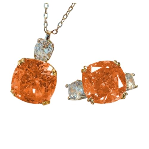 Sumpgle Padparadscha Sunset Orange Gemstone Jewelry Set with Morganite Ring Zircon Pendant for Women Luxury Elegant Design von Sumpgle