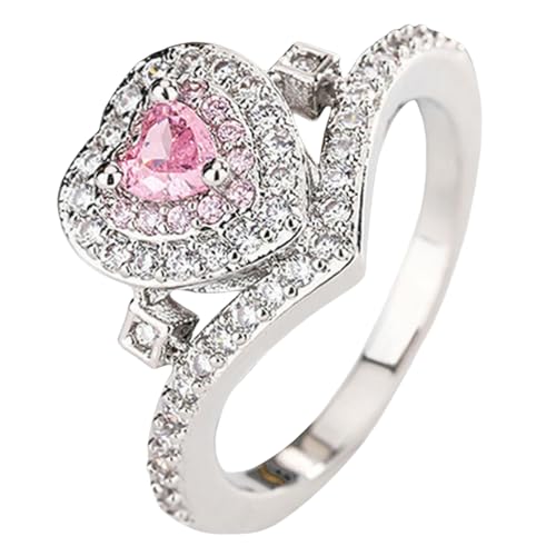 Sumpgle Rosa Zirkon Herz Ring verstellbar offenes Band für Frauen Einzigartiger zierlicher Schmuck Mode minimalistisches Geschenk, 9 von Sumpgle