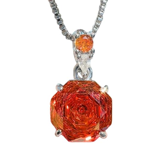 Sumpgle Schmuck-Set mit mehreren Edelsteinen und achteckigem facettiertem Anhänger, leuchtend rote Nieten, rosa Akzentring für Frauen, Geschenk, Necklace von Sumpgle