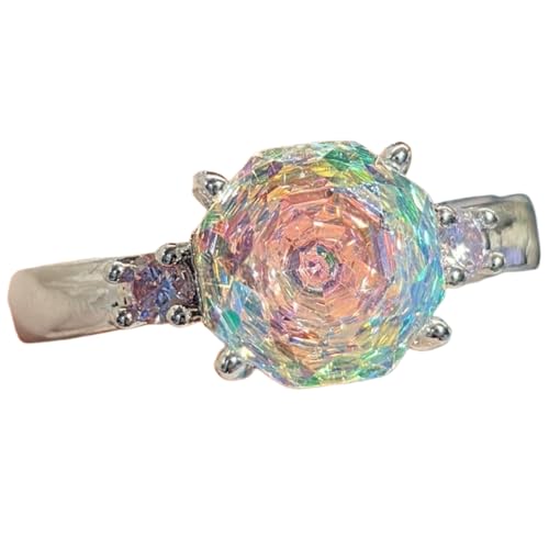 Sumpgle Schmuck-Set mit mehreren Edelsteinen und achteckigem facettiertem Anhänger, leuchtend rote Nieten, rosa Akzentring für Frauen, Geschenk, Ring von Sumpgle