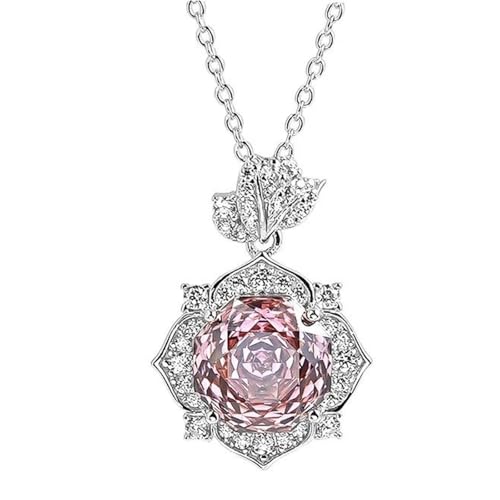 Sumpgle Schmuck-Set mit rosafarbenem Edelstein mit achteckigem Blumenschliff-Anhänger, weiche gelbe Nieten, Blütenring für Frauen, Geschenk, fertiges Ensemble, Ring von Sumpgle