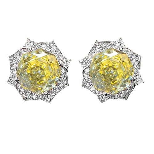 Sumpgle Schmuck-Set mit rosafarbenem Edelstein mit achteckigem Blumenschliff-Anhänger, weiche gelbe Nieten, Blütenring für Frauen, Geschenk, fertiges Ensemble, Set of 3 von Sumpgle