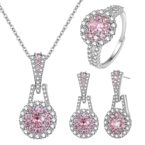 Sumpgle Pink Yellow Crystal Zircon Vintage Jewelry Set Earrings Ring Necklace Trio Minimalist Unique Design Exquisite Everyday Accessories for Women Sumpgle Pink Yellow Crystal Zircon Vintage Jewelry Set Earrings Ring Necklace Trio Minimalist Unique Design Exquisite Everyday Accessories for Women von Sumpgle