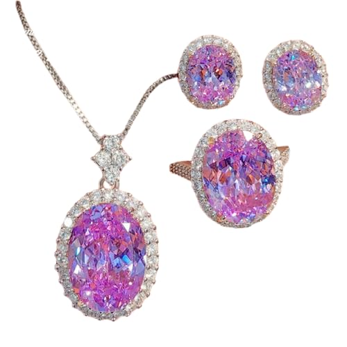 Sumpgle Silver Synthetic Gemstone Pendant Necklace Earrings Ring Set for Women Vintage Elegant Design Gift for Her von Sumpgle