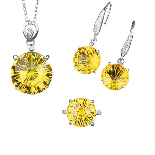 Sumpgle Synthetic Topaz Citrine Jewelry Set Modern Elegant Firework Cut Open Ring Design Everyday Wear for Women Gift von Sumpgle