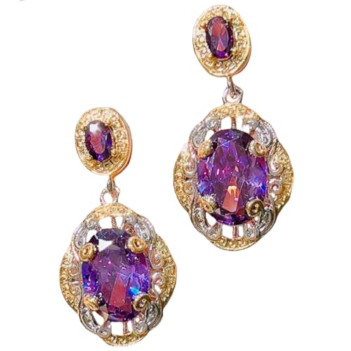 Sumpgle Two-tone Gold Amethyst Jewelry Set Vintage Italian Style Earrings Necklace Ring Gift for Women Special Occasions von Sumpgle