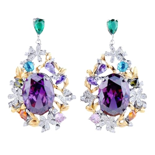 Sumpgle Two-tone Gold Jewelry Set Amethyst Earrings Necklace Ring for Women Special Occasions Gift von Sumpgle