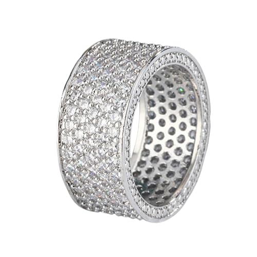 Sumpgle Unisex-Ring mit fünfreihigem Zirkonia, trendiger Modeschmuck mit modernem Design, für den täglichen Gebrauch und als Geschenk, 32 von Sumpgle