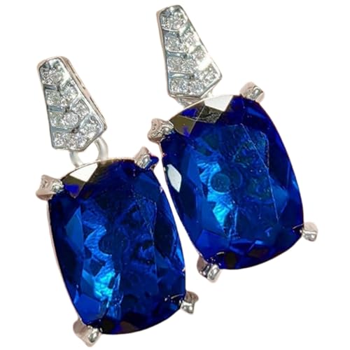 Sumpgle Vintage Gemstone Jewelry Set Women Royal Blue Ruby Earrings Paraiba Ring Green CZ Square Cut von Sumpgle