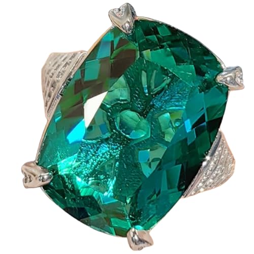 Sumpgle Vintage Gemstone Jewelry Set Women Royal Blue Ruby Earrings Paraiba Ring Green CZ Square Cut von Sumpgle