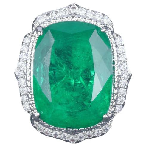 Sumpgle Vintage Green Gemstone Jewelry Set Imitation Emerald Necklace Earrings Adjustable Ring with Crystal Accents Gift von Sumpgle