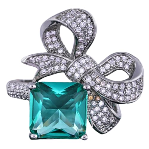 Sumpgle Vintage Zirkonia Ring, verstellbar, offenes Band für Damen, bunter Edelsteinschmuck, Retro-Design, Geschenk von Sumpgle