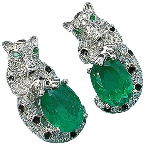 Sumpgle Wild Cat Motif Jewelry Set Artisan Craftsmanship Multicolor Crystals Pendant Earrings Ring for Women Evening Gift von Sumpgle