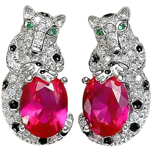 Sumpgle Wild Cat Motif Jewelry Set Artisan Craftsmanship Multicolor Crystals Pendant Earrings Ring for Women Evening Gift von Sumpgle